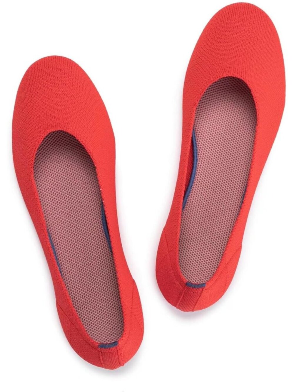 Womens Red Knit Ballet Flat Shoes Knit Shoes Round Toe Slip On Ballerina Flats
